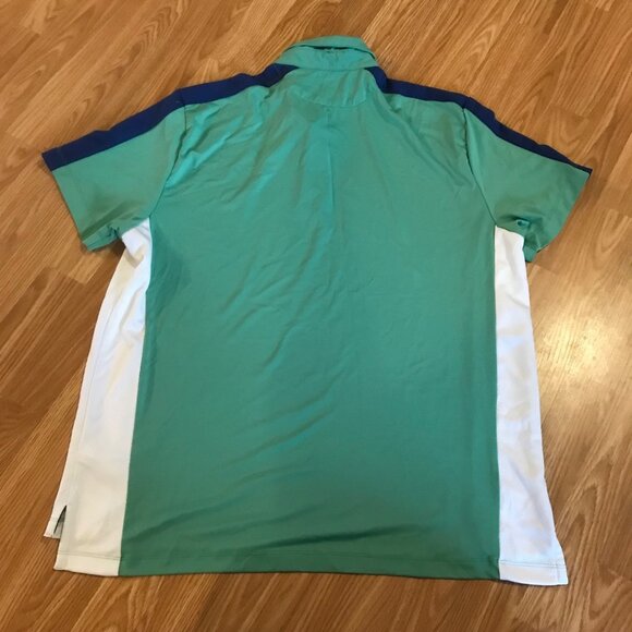 Chaps Golf XL Mens Golf Polo Shirt Green White & Blue Color Block Poly Spandex - Picture 6 of 8